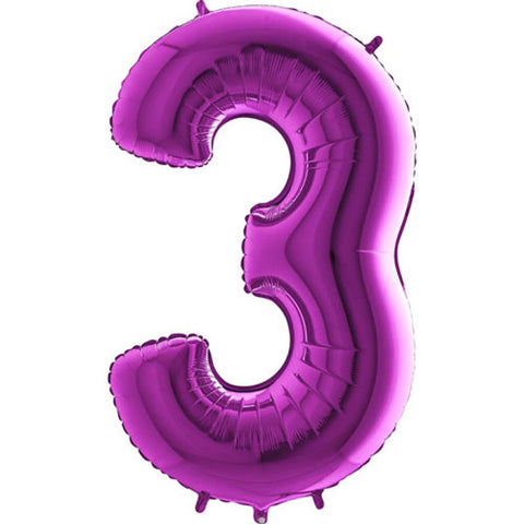 Grabo Purple Number 3 Foil Balloon (40")