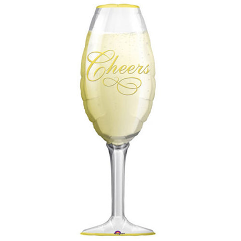 Cheers Champagne Glass Supershape Foil Balloon (38")