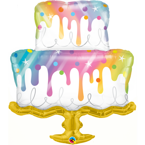 Rainbow Drip Cake Supershape Foil Balloon (39")
