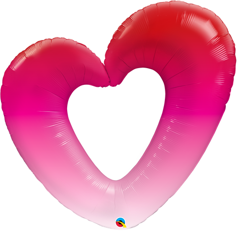 Valentines Ombre Open Heart Supershape Foil Balloon (42")