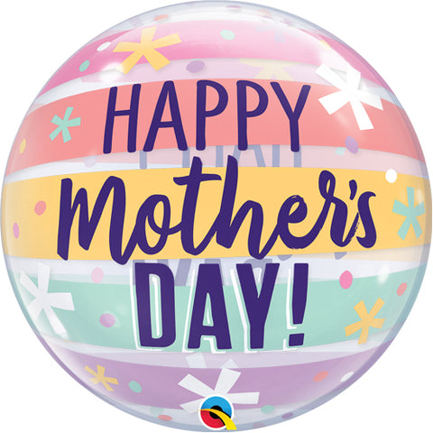Mother's Day Pastel Stripes Bubble Foil Balloon (22")