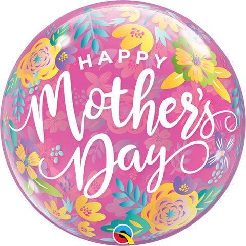 Mother's Day Pink Flowers Bubble Foil Balloon (22")