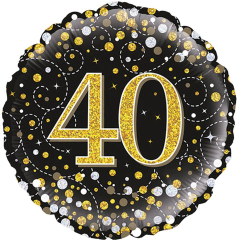 Black & Gold Sparkling Fizz Foil Balloon - Age 40 (18")