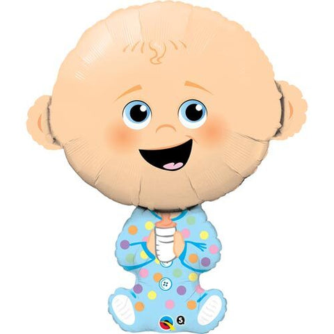 Baby Boy White Balloon - Supershape Foil Balloon (38")