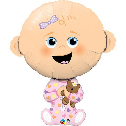 Baby Girl White - Supershape Foil Balloon (38")