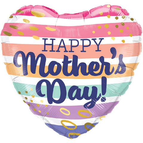 Mother's Day Boho Striped Heart Foil Balloon (18")