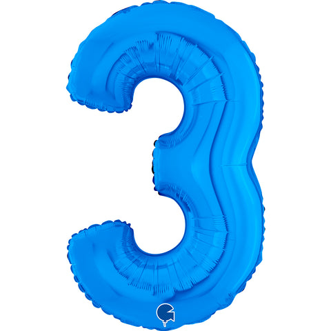 Grabo Blue Number 3 Foil Balloon (26")