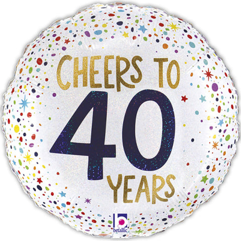 Cheers To 40 Years Glittergraphic Foil Balloon (18")