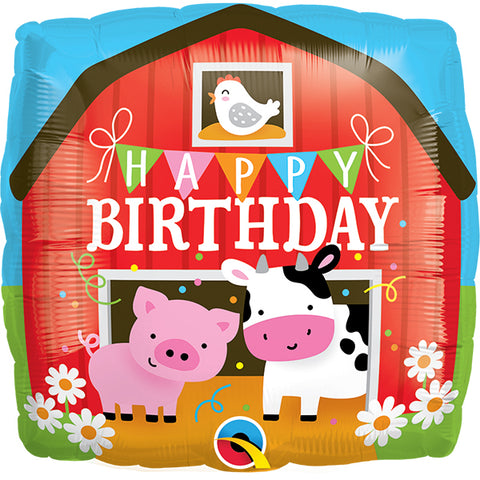Birthday Barnyard Square Foil Balloon (18")