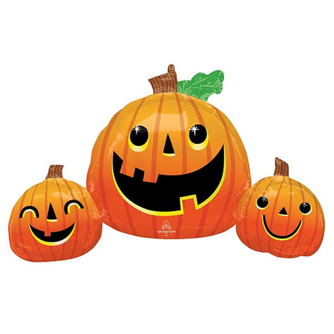 Smiley Pumpkin Trio Supershape Foil Balloon (35")