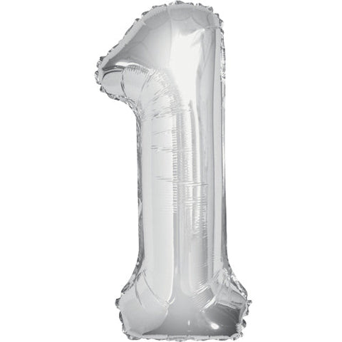 Unique Silver Number 1 Foil Balloon (34")