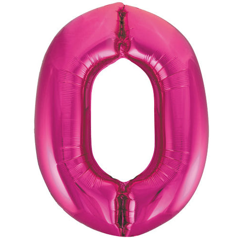 Unique Pink Number 0 Foil Balloon (34")