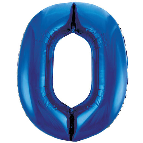 Unique Blue Number 0 Foil Balloon (34")