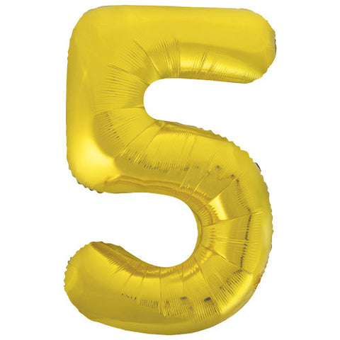 Unique Gold Number 5 Foil Balloon (34")