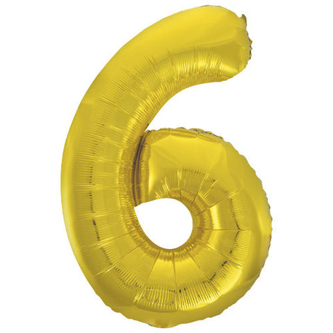 Unique Gold Number 6 Foil Balloon (34')