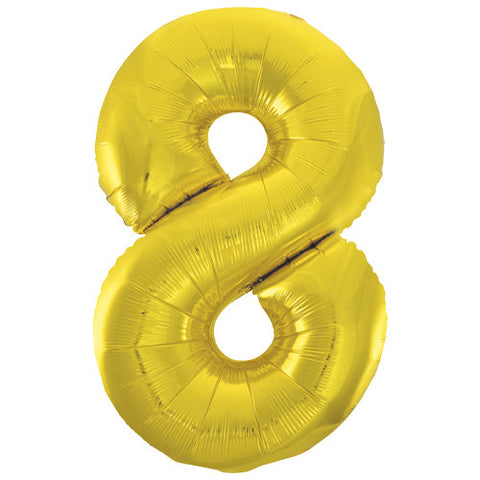 Unique Gold Number 8 Foil Balloon (34")