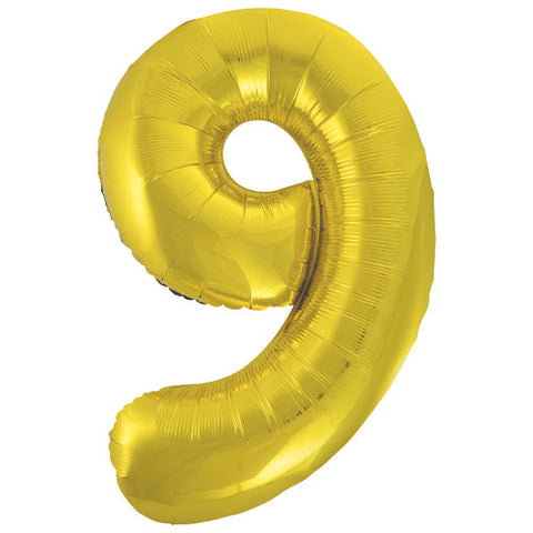 Unique Gold Number 9 Foil Balloon (34")