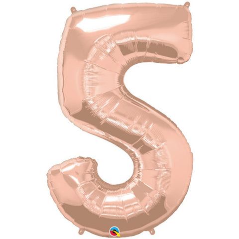 Qualatex Rose Gold Number 5 Foil Balloon (34")