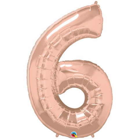 Qualatex Rose Gold Number 6 Foil Balloon (34")