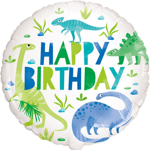 Birthday Blue & Green Dinosaur Foil Balloon (18")