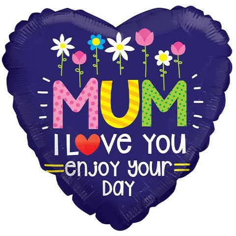 Mother's Day Mum I Love You Heart Foil Balloon (18")