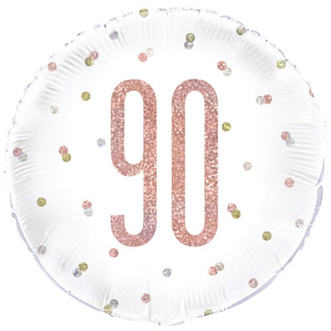 Birthday Glitz Rose Gold Foil Balloon - Age 90 (18")
