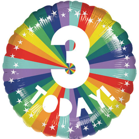 3 Today Rainbow Foil Balloon (18")