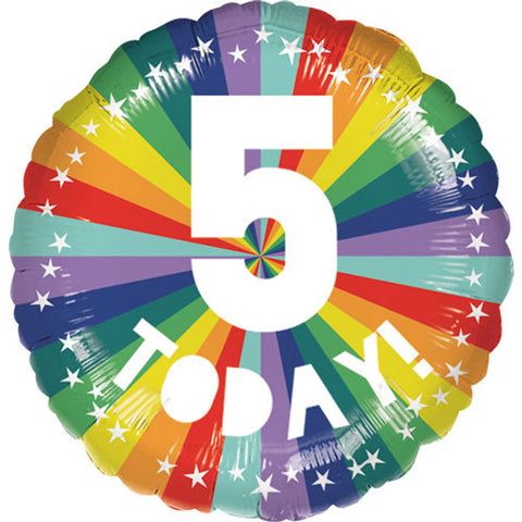 5 Today Rainbow Foil Balloon (18")