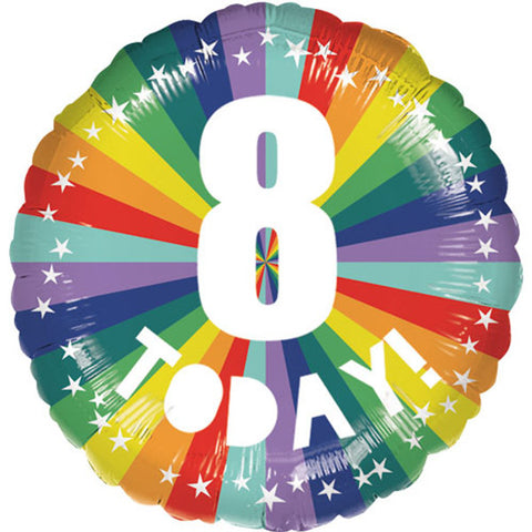 8 Today Rainbow Foil Balloon (18")