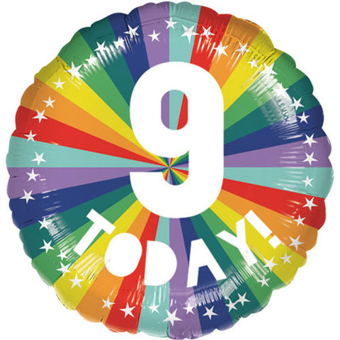 9 Today Rainbow Foil Balloon (18")