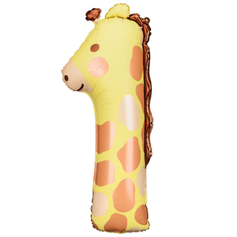 PartyDeco Giraffe Number 1 Foil Balloon (34")