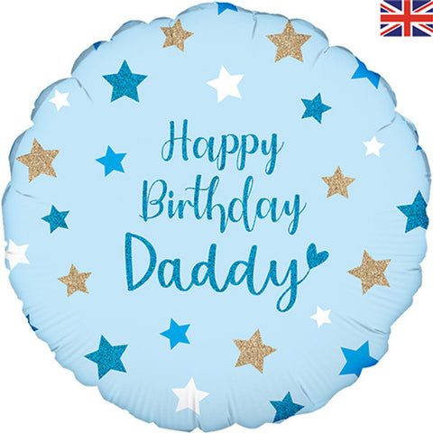 Happy Birthday Daddy Blue Holographic Foil Balloon