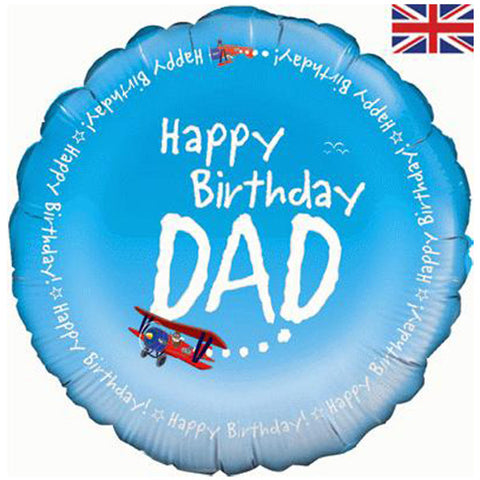 Happy Birthday Dad Plane Foil Balloon (18")