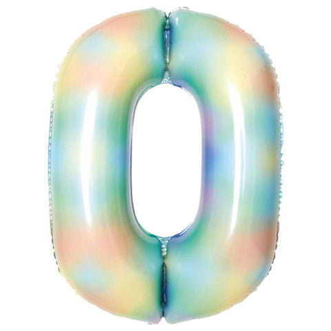 Amscan Pastel Rainbow Number 0 Foil (34")