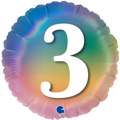 Colourful Rainbow Age 3 Foil Balloon (18")
