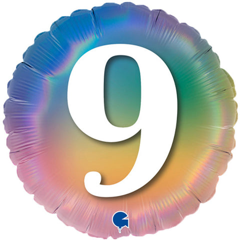 Colourful Rainbow Age 9 Foil Balloon (18")