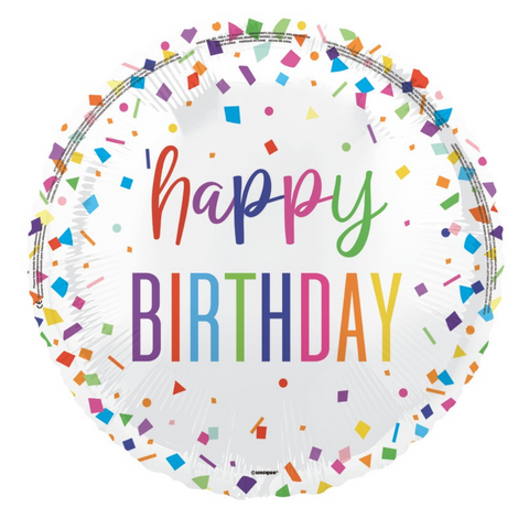 Happy Birthday Confetti Sprinkle Round Foil Balloon (18")