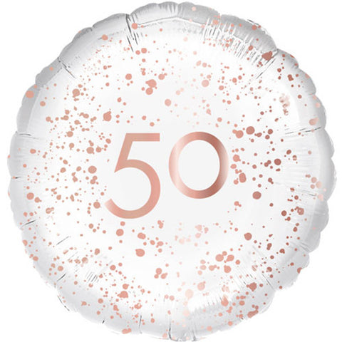 Rose Gold & White Foil Balloon - Age 50 (18")