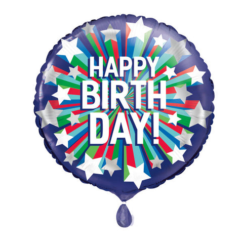 Shooting Star Happy Birthday Foil Round (18")