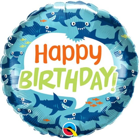 Happy Birthday Fun Sharks Foil Balloon (18")