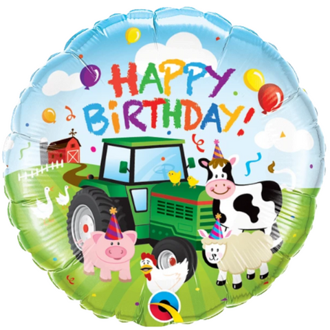 Happy Birthday Barnyard Round Foil (18")