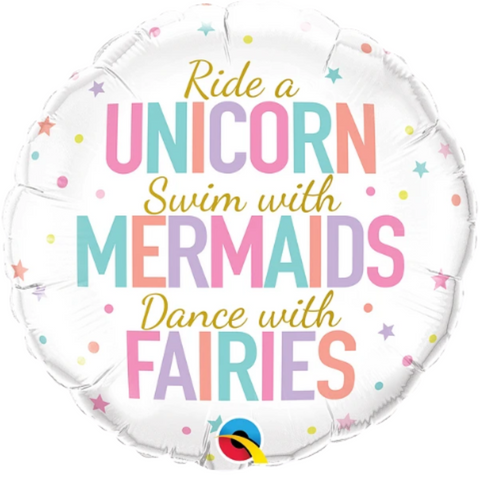 Unicorn Mermaids & Fairies Round Foil (18")
