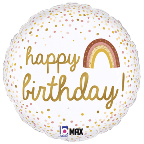 Boho Rainbow Happy Birthday Round Foil (18")