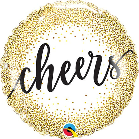 Cheers Gold Glitter Dots Foil Balloon (18")
