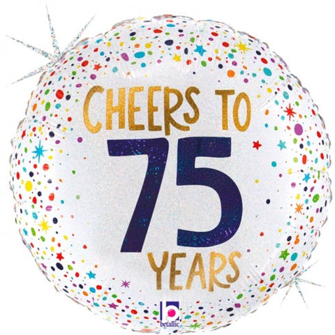 Cheers To 75 Years Glittergraphic Foil Balloon (18")