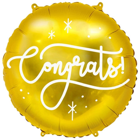 Congrats Gold White Stars Foil Balloon (14")