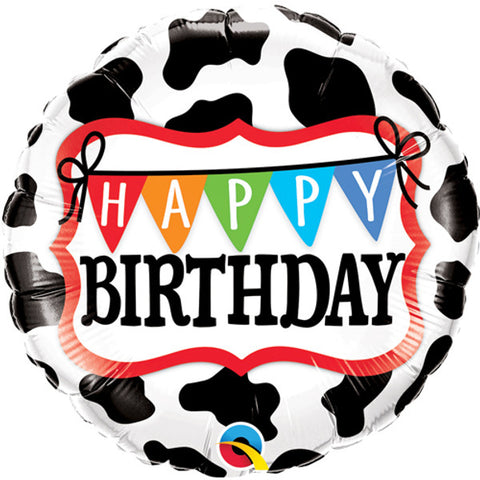 Birthday Holstein Cow Print Foil Balloon (18")