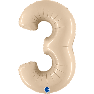 Grabo Cream Satin Number 3 Foil Balloon (40")