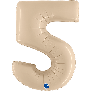 Grabo Cream Satin Number 5 Foil Balloon (40")