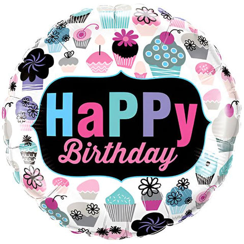 Cupcake Print Birthday Foil Balloon (18")
